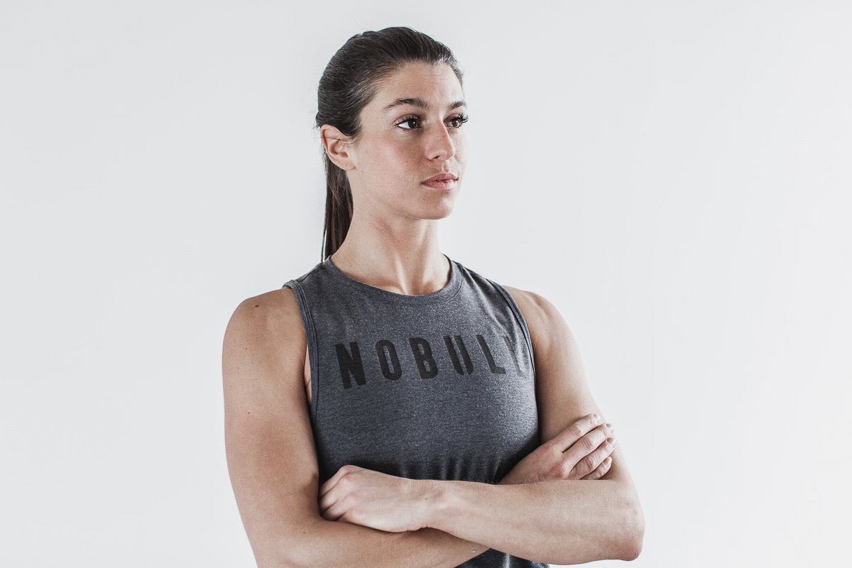 Nobull Muscle Women's Tank Tops Deep Grey | Australia (YR4217)